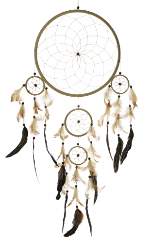 Traumfänger ca. 70 cm, mit Federn und 5 Ringen, Dreamcatcher