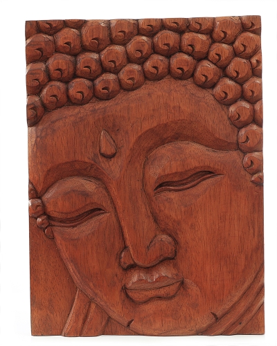 Buddha-Bild aus Suar Holz, ca. 38 x 28 x 3 cm, Handgeschnitzt in Bali / Indonesien