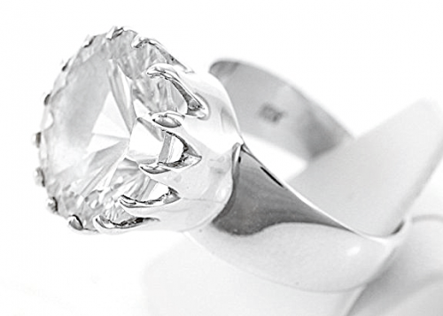 Bergkristall Ring facettiert, 925er Silber, großer Bergkristall, Handarbeit, Ringgröße 56, inkl. Schmuckverpackung