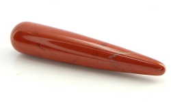 Massagestab, Griffel, Roter Jaspis, ca. 10 cm, polierte Oberfläche, konisch