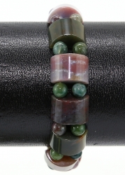 Edelsteinarmband Buntachat, Halbzylinder und Kugeln Ø ca. 6 mm