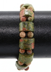 Edelsteinarmband Unakit, Halbzylinder und Kugeln Ø ca. 6 mm