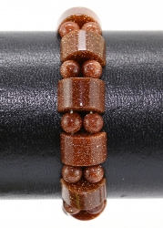 Edelsteinarmband Goldfluß, Halbzylinder und Kugeln Ø ca. 6 mm