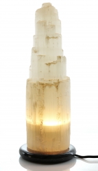 Selenit Lampe mit Marmorsockel ca. 37,5 cm hoch ca. 4,8 Kg