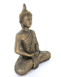Thai Mönch Gold, Buddha, Meditation, Sandguß, ca. 29 x 22 x 9 cm, ca 1,3 Kg