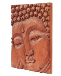 Buddha-Bild aus Suar Holz, ca. 38 x 28 x 3 cm, Handgeschnitzt in Bali / Indonesien