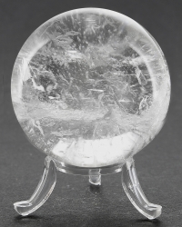 Bergkristall Edelsteinkugel Massagekugel,Ø ca. 40 mm, A-Qualität mit Kugelhalter