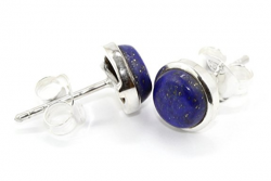 Ohrstecker Lapis Lazuli 6mm in 925er Silber gefasst, in Schmuckverpackung