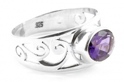 Amethyst Ring facettiert, 925er Silber, filigrane Handarbeit, Ringgröße 56, inkl. Schmuckverpackung
