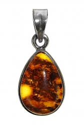 Anhänger Bernstein Tropfen, 25 x 14 mm in 925er Silber gefasst, in Schmuckverpackung
