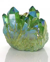 Aqua Aura Bergkristall in grün metallisch schillernd, ca. 112 g