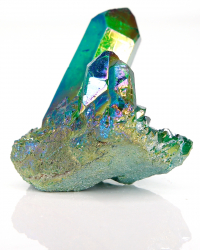 Aqua Aura Bergkristall in Grün metallisch schillernd, ca. 75 g